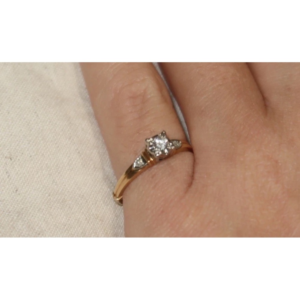 Granat Bros 14K Yellow Gold Diamond Engagement Ring 3-Stone Vintage